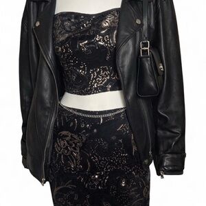 Windsor Black and Gold Sequin Two Piece Formal Set